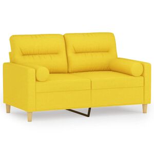 vidaXL 2-personers sofa med pyntepuder 120 cm stof lysegul