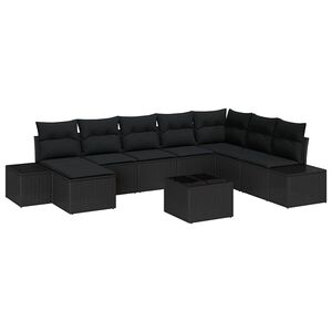 vidaXL Havesofa S&aelig;t med pude 9 pcs polyrattan