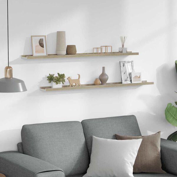 vidaXL v&aelig;ghylder 2 stk. 100x9x3 cm hvid og sonoma-eg