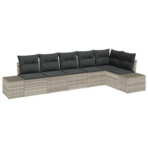 vidaXL Havesofa S&aelig;t med pude 6 pcs Lysegr&aring; polyrattan
