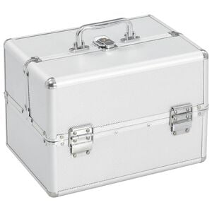 vidaXL makeupkuffert 22 x 30 x 21 cm s&oslash;lvfarvet aluminium