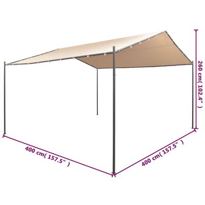 vidaXL lysthus pavillon telt overdækning 4 x 4 m stål beige