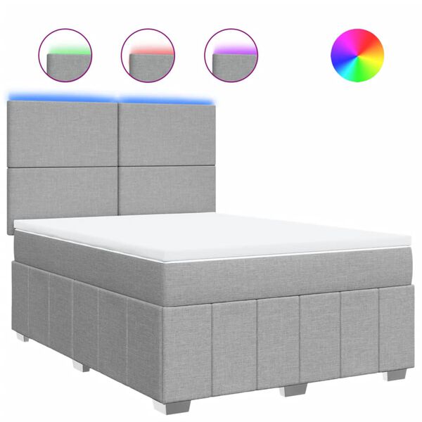 vidaXL kontinentalseng 140x200 cm stof lysegr&aring;