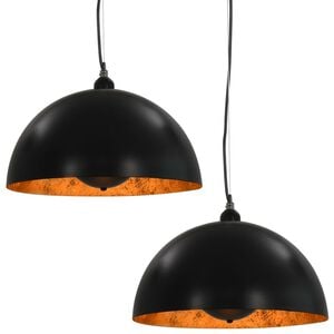 vidaXL loftslamper 2 stk. halvkugle 40 cm E27 sort og guldfarvet