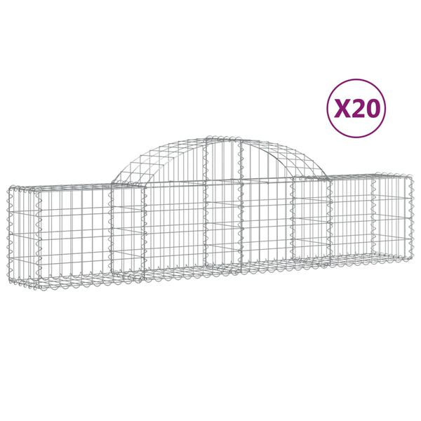vidaXL buede gabionkurve 20 stk. 200x30x40/60 cm galvaniseret jern