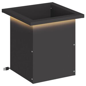vidaXL Plantekasse med LED Sort 30 x 30 x 30 cm St&aring;l