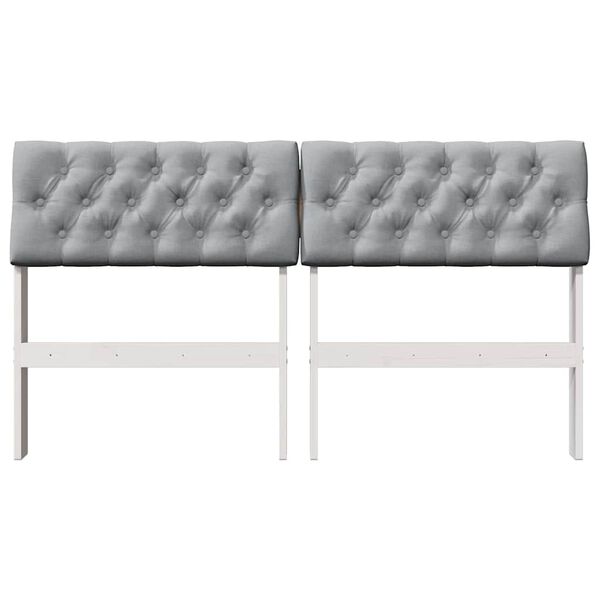 vidaXL Polstret sengegavl Lysegr&aring; 150 cm Massiv fyrretr&aelig;