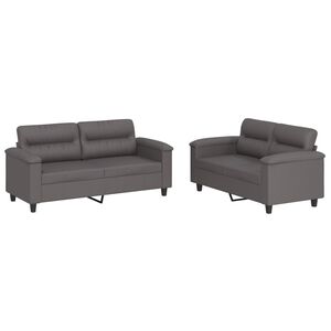 vidaXL sofas&aelig;t 2 dele med hynder kunstl&aelig;der gr&aring;