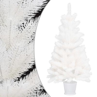 vidaXL kunstigt juletræ med lys og kuglesæt 90 cm hvid