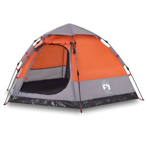 vidaXL 4-personers campingtelt quick-release gr&aring; og orange