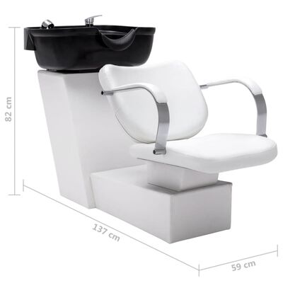 vidaXL frisørstol med vask 137x59x82 cm kunstlæder hvid og sort