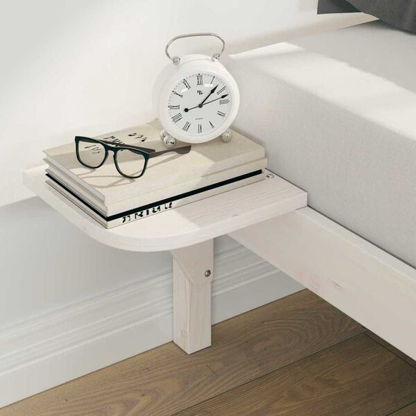 vidaXL Sengestel med sideborde Hvid 180 x 210 cm Massiv fyrretræ