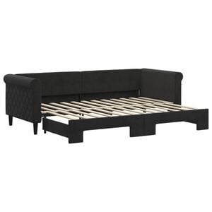vidaXL daybed med udtr&aelig;k 80x200 cm velour sort