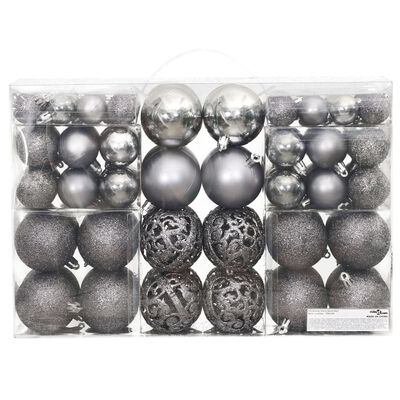 vidaXL julekugler 100 stk. 3 / 4 / 6 cm grå