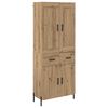 vidaXL Highboard med skuffe 2 pcs Artisan Egetr&aelig; Konstrueret tr&aelig;