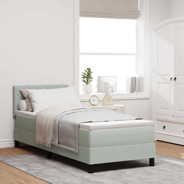 vidaXL Box spring seng med madras Lysegr&aring; 80 x 200 cm Fl&oslash;jl