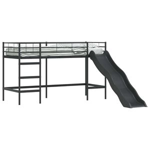 vidaXL Kids'loftseng med rutsjebane Sort og Anthracit 75 x 190 cm
