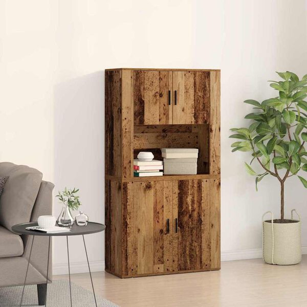 vidaXL Highboard Gammelt tr&aelig; 80 x 33 x 150 cm Konstrueret tr&aelig;