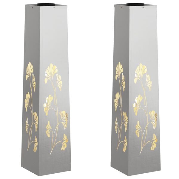 vidaXL Solar LED sti lys 2 pcs Rustfrit st&aring;l Rustfrit st&aring;l