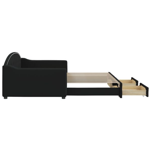vidaXL daybed med udtr&aelig;k og skuffer 100x200 cm stof sort