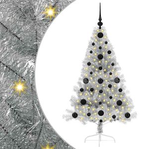 vidaXL Kunstig Forbelyst Juletr&aelig; med 150 LED'er S&oslash;lv 120 cm PET