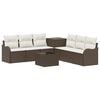 vidaXL Sofa S&aelig;t 8 stk. Brun og Creme Hvid Poly Rattan og St&aring;l