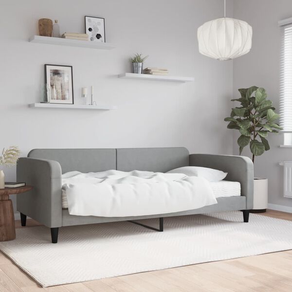 vidaXL daybed med madras 100x200 cm stof lysegr&aring;