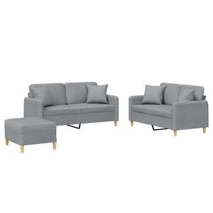 vidaXL sofas&aelig;t 3 dele med puder stof lysegr&aring;