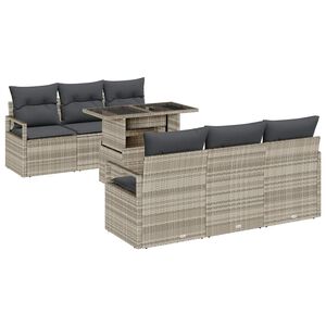 vidaXL Havesofa S&aelig;t 7 stk. 6-Antal s&aelig;der Lysegr&aring; polyrattan