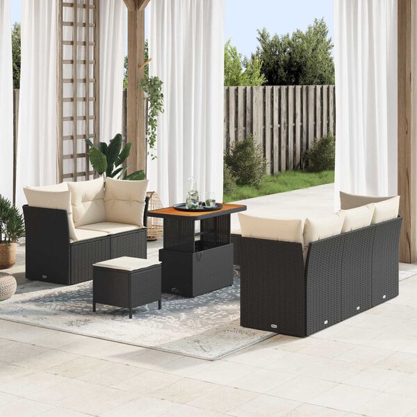 vidaXL Havesofa S&aelig;t 8 pcs Sort polyrattan
