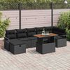 vidaXL Havesofa S&aelig;t 8 pcs Sort polyrattan