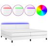 vidaXL kontinentalseng med LED-lys 200x200 cm kunstl&aelig;der hvid