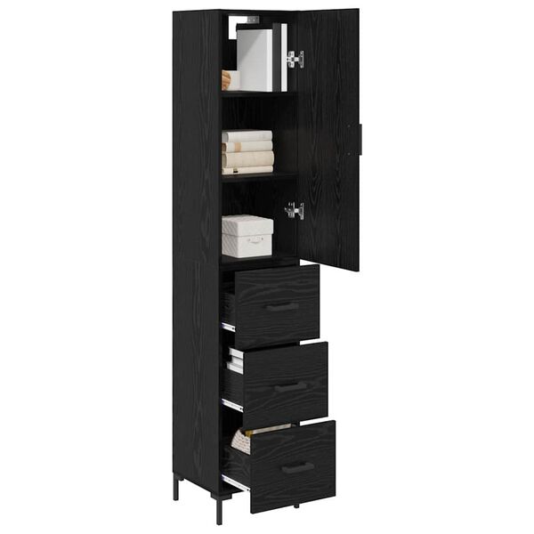 vidaXL Highboard med skuffe Sort eg 34,5 x 34 x 180 cm Konstrueret tr&aelig;