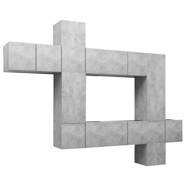 vidaXL tv-skabss&aelig;t 10 dele konstrueret tr&aelig; betongr&aring;