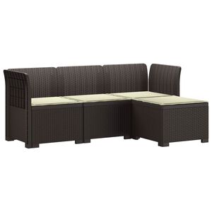 vidaXL 4-personers Have Sofa med Hynder Rattan Look PP Brun