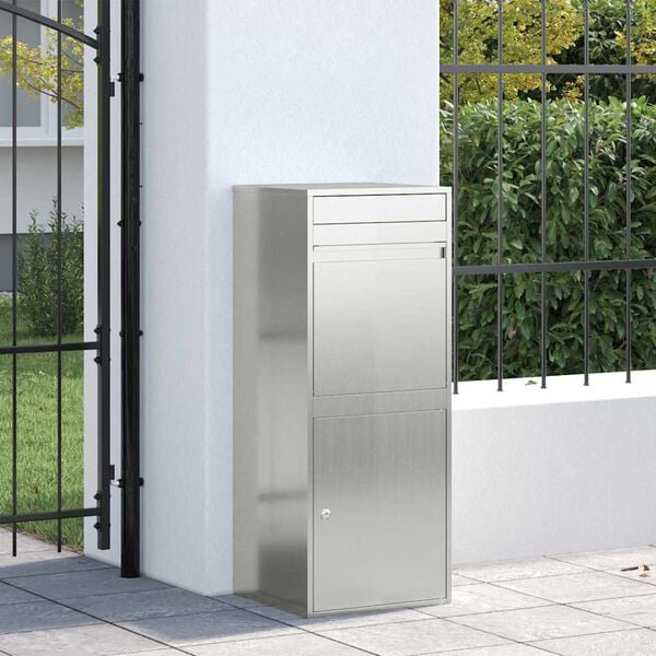 vidaXL Pakke drop boks med d&oslash;r Sort 41 x 38 x 103 cm Galvaniseret st&aring;l