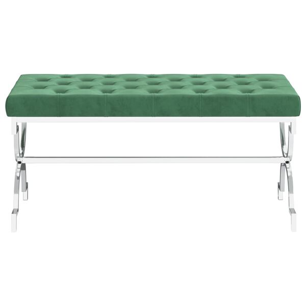 vidaXL b&aelig;nk 99 cm fl&oslash;jl og rustfrit st&aring;l m&oslash;rkegr&oslash;n