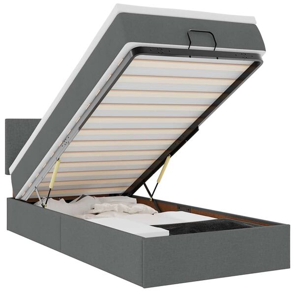 vidaXL osmannisk sengeramme med madras 100x200 cm stof m&oslash;rkegr&aring;