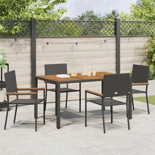 vidaXL Have Spisebordss&aelig;t 5 pcs Sort polyrattan