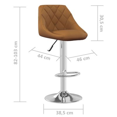 vidaXL barstole 2 stk. fløjl brun