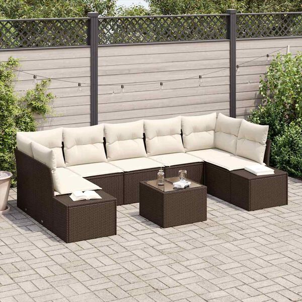 vidaXL Havesofa Sæt 8 pcs Brun Poly rattan