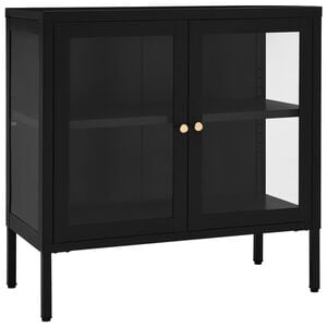vidaXL sk&aelig;nk 70x35x70 cm st&aring;l og glas sort