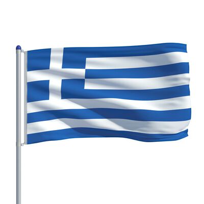 vidaXL Grækenlands flag og flagstang 6 m aluminium