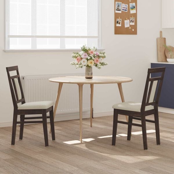vidaXL Spisestuestol 2 pcs Lys brun og lys Massiv Gummitr&aelig;