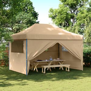 vidaXL foldbart pop-up festtelt med 4 sidev&aelig;gge beige