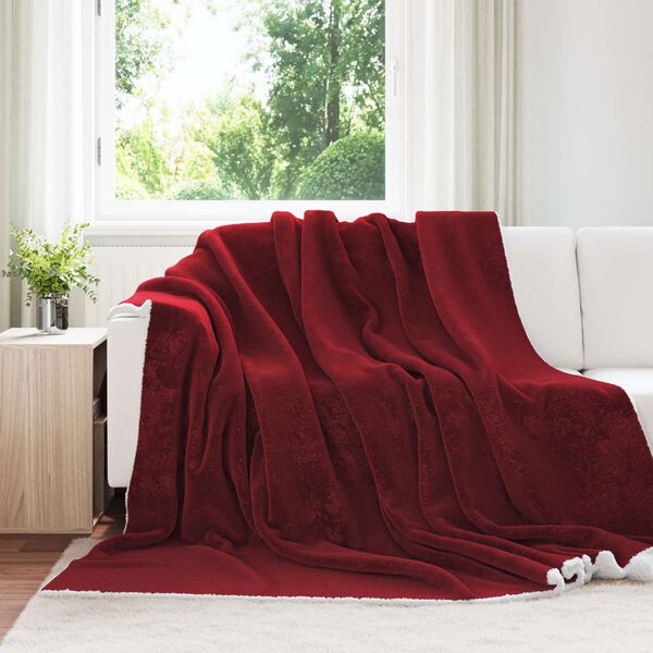 vidaXL Throw t&aelig;ppe Bordeaux R&oslash;d 240 x 270 cm Fleece