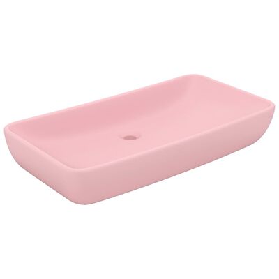 vidaXL luksuriøs håndvask 71x38 cm rektangulær keramik mat lyserød