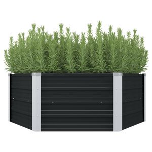 vidaXL h&aelig;vet plantekasse 129x129x45 cm galvaniseret st&aring;l antracitgr&aring;