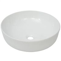 vidaXL håndvask rund keramik 41,5 x 13,5 cm hvid