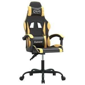 vidaXL drejelig gamingstol kunstl&aelig;der sort og guldfarvet